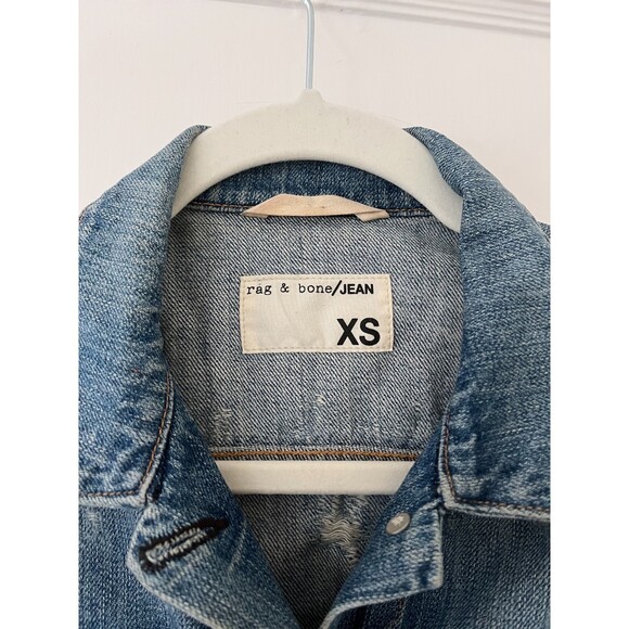 Rag & Bone Jean Women's Denim Collared Button Up Jean Vest Destroyed Tattered XS - Picture 3 of 4